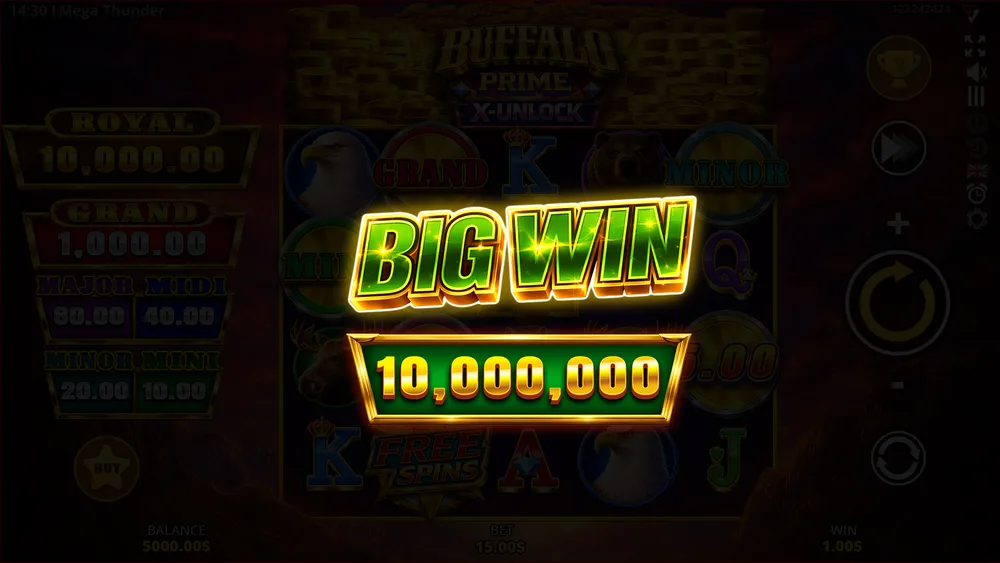 Step 4: Spinning & Reading Wins — Buffalo Prime X-Unlock gameplay screenshot